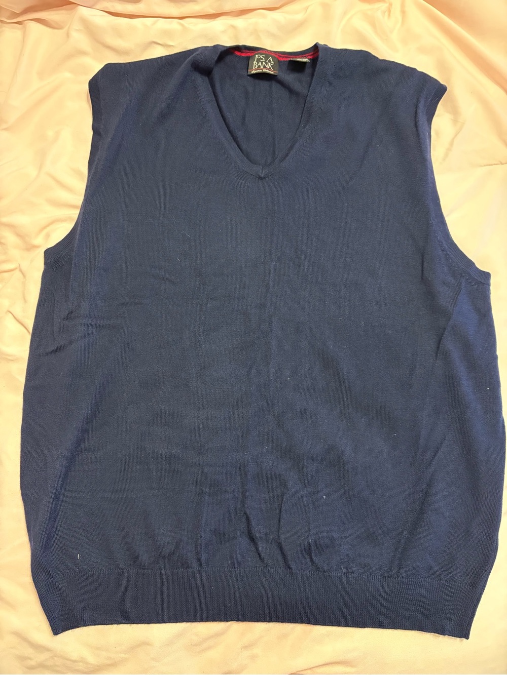 Jos. A. Bank Navy V-Neck Knit Sleeveless Sweater Vest
